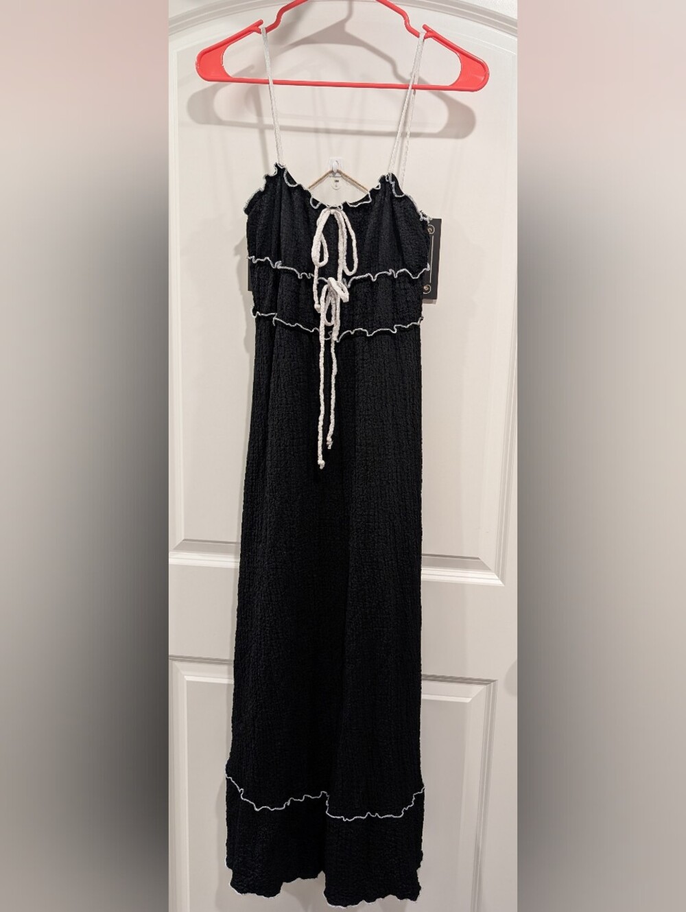 Black Maxi Dress with White Contrast Trim Size L